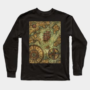 Old Fantasy Pirate Map. Long Sleeve T-Shirt